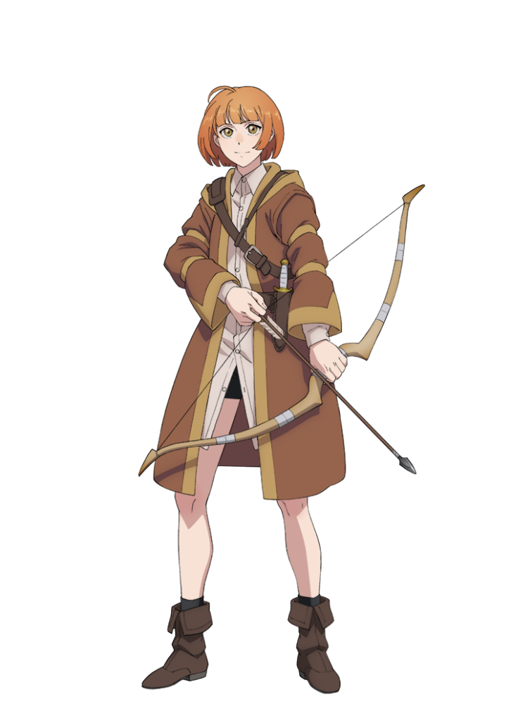 1girl, ahoge, anessa_(s-rank_musume), arrow_(projectile), blunt_bangs, bob_cut, boots, boukensha_ni_naritai_to_miyako_ni_deteitta_musume_ga_s_rank_ni_natteta