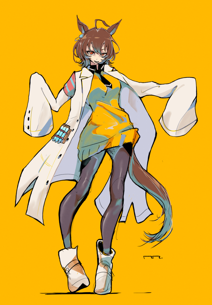 1girl, absurdres, agnes_tachyon_(tach-nology)_(umamusume), agnes_tachyon_(umamusume), ahoge, animal_ears, artist_name, black_necktie