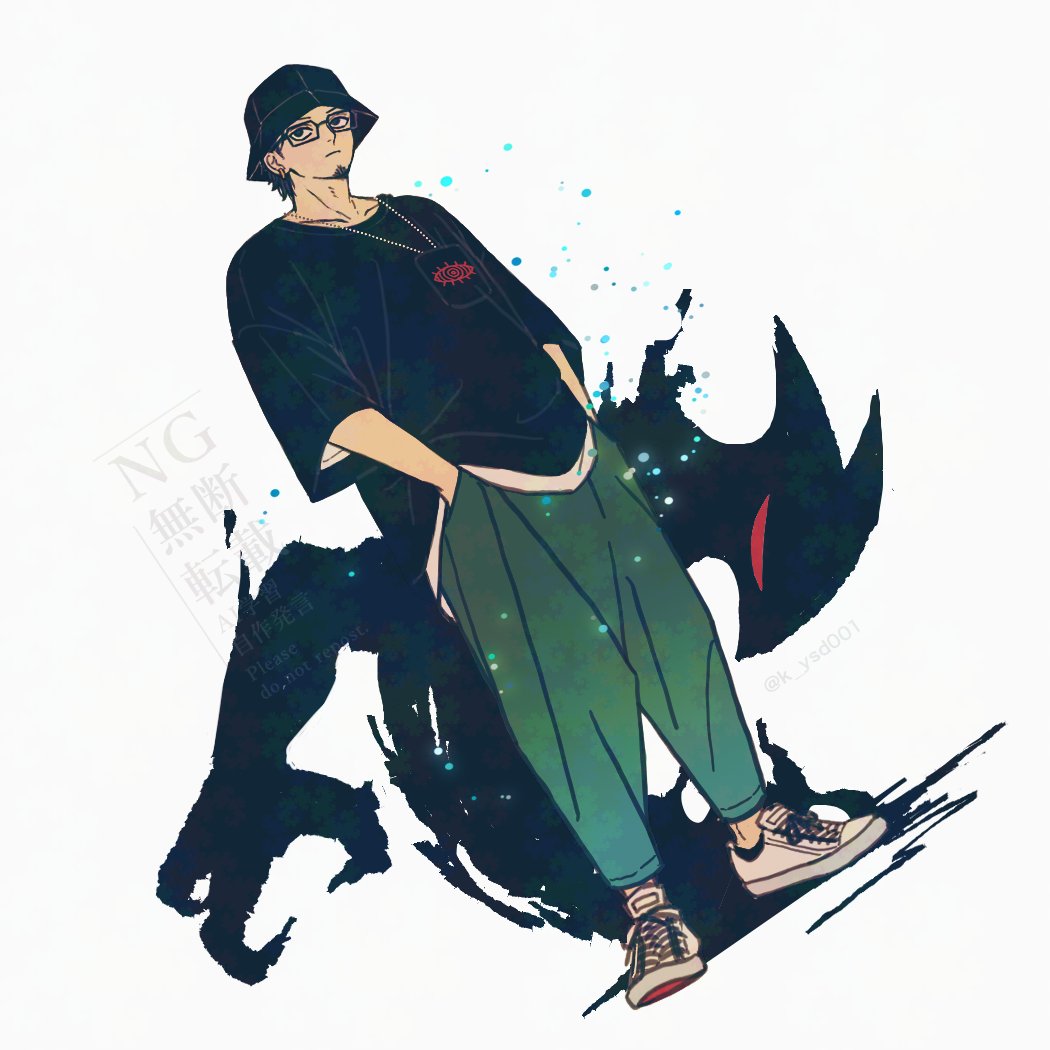 1boy, black_hair, black_hat, black_shirt, closed_mouth, collarbone, commentary_request, dandadan