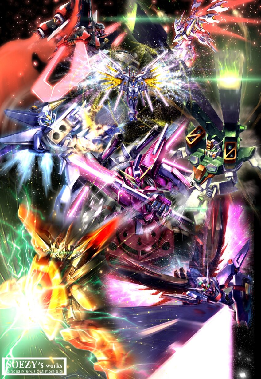 afterimage, beam_cape_(gundam), black_knight_squad_shi-ve.a, cal-re.a, destiny_gundam_spec_ii, double_blade, dual_wielding, duel_blitz_gundam