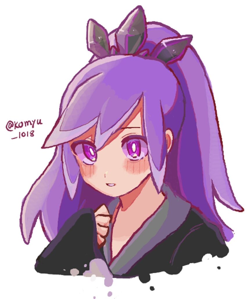 1girl, artist_name, black_kimono, highres, hyakkihime, japanese_clothes, kimono, komyu_1018