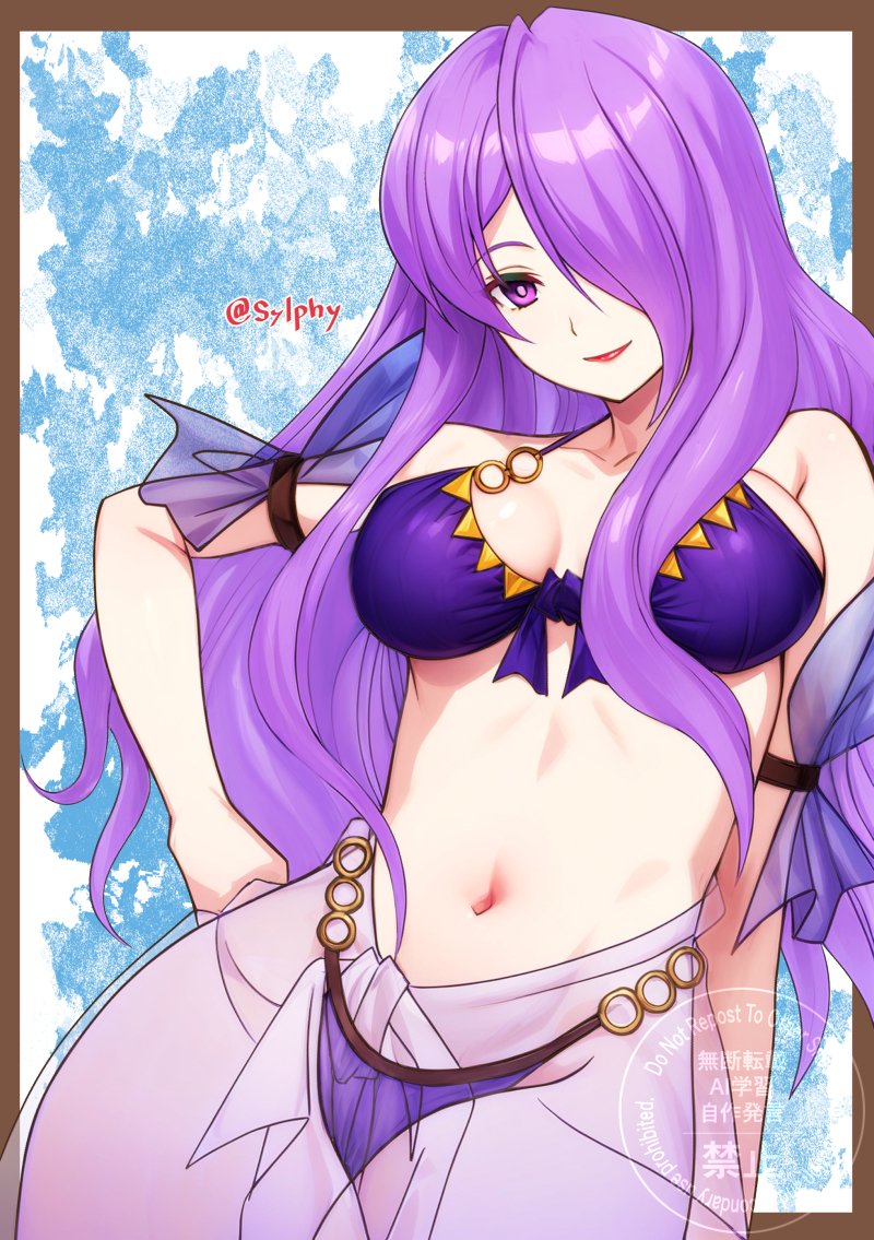 1girl, bikini, breasts, camilla_(fire_emblem), camilla_(tropical_beauty)_(fire_emblem), cleavage, closed_mouth, collarbone