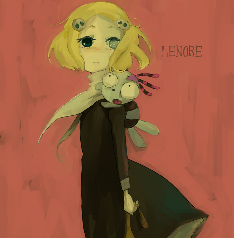 1girl, aosaki, blonde_hair, female_focus, heterochromia, lenore, lenore_lynchfast, lenore_the_cute_little_dead_girl