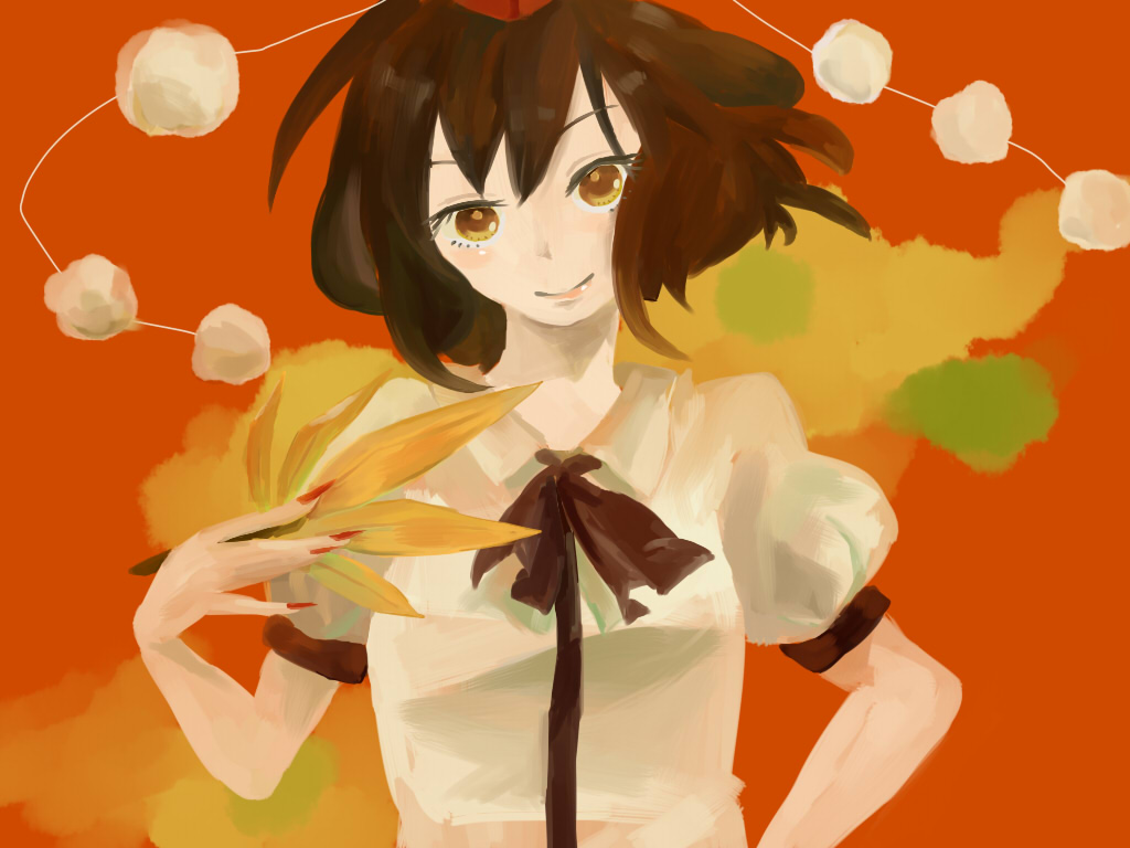 1girl, aosaki, bad_id, bad_pixiv_id, brown_eyes, brown_hair, female_focus, hat