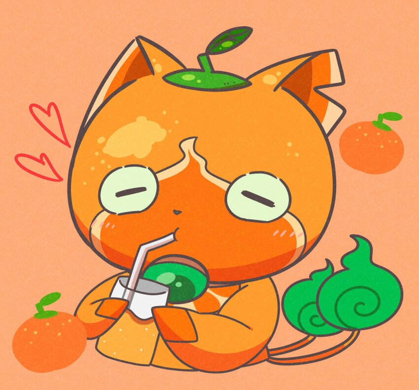 closed_eyes, colored_skin, cup, drinking, drinking_straw, fire, flame-tipped_tail, food