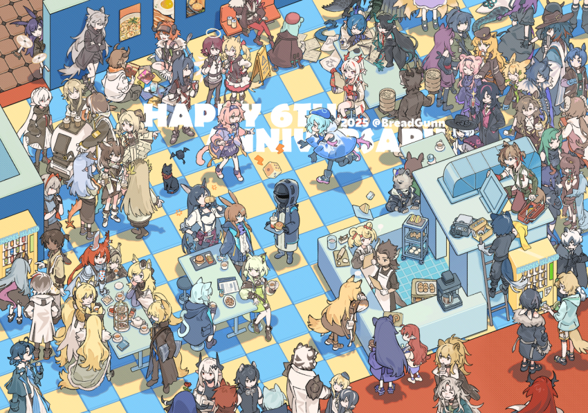 6+boys, 6+girls, absurdly_detailed_composition, amiya_(arknights), annotation_request, aosta_(arknights), arknights, artist_name