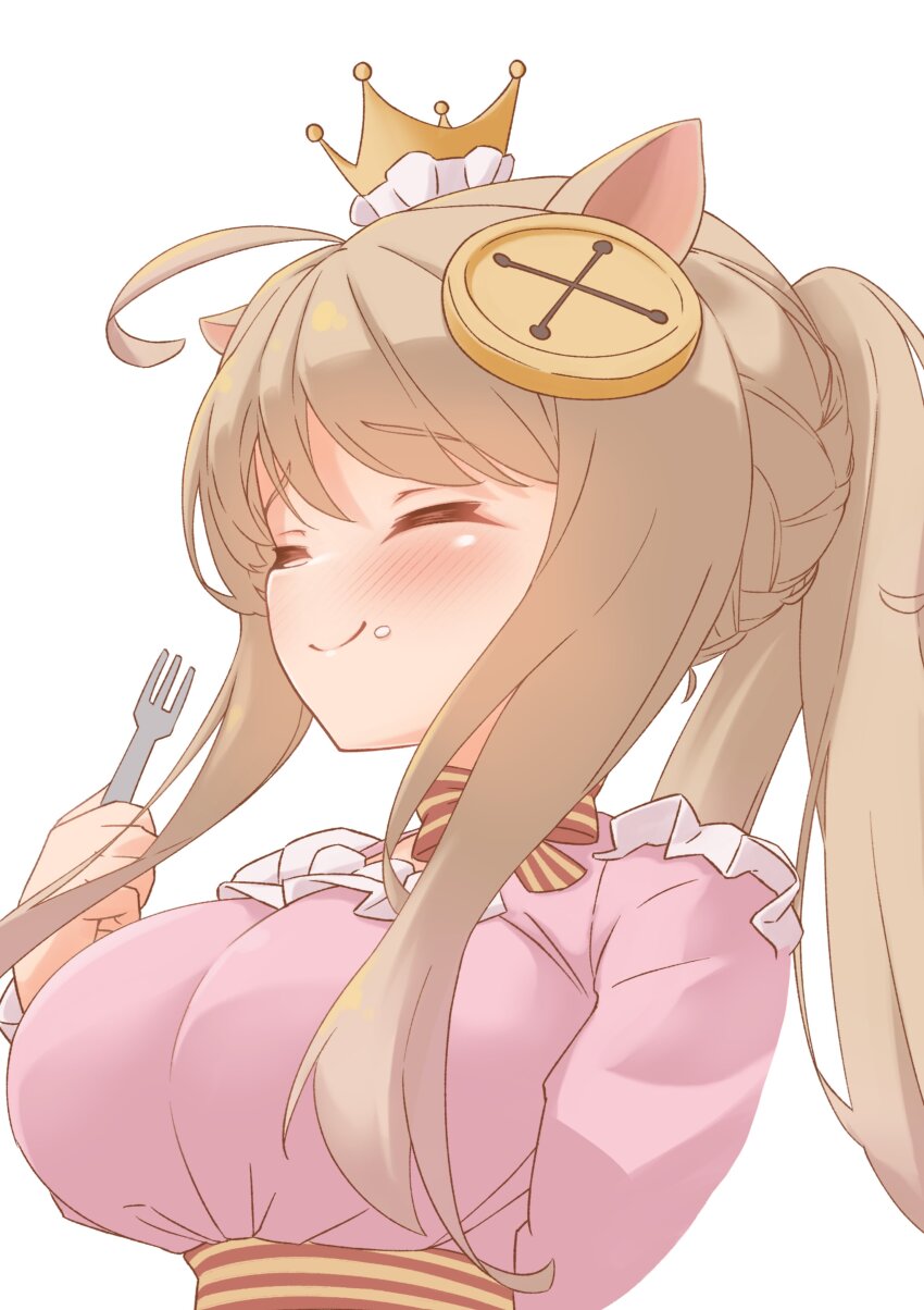 1girl, absurdres, ahoge, animal_ears, balloonpig_alma, blonde_hair, breasts, closed_eyes