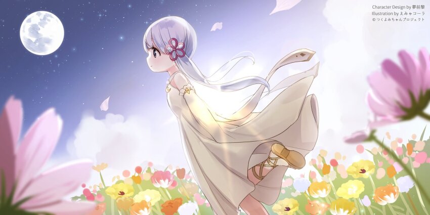 1girl, artist_name, backlighting, bare_shoulders, blunt_bangs, coeiroink, commentary_request, copyright_name