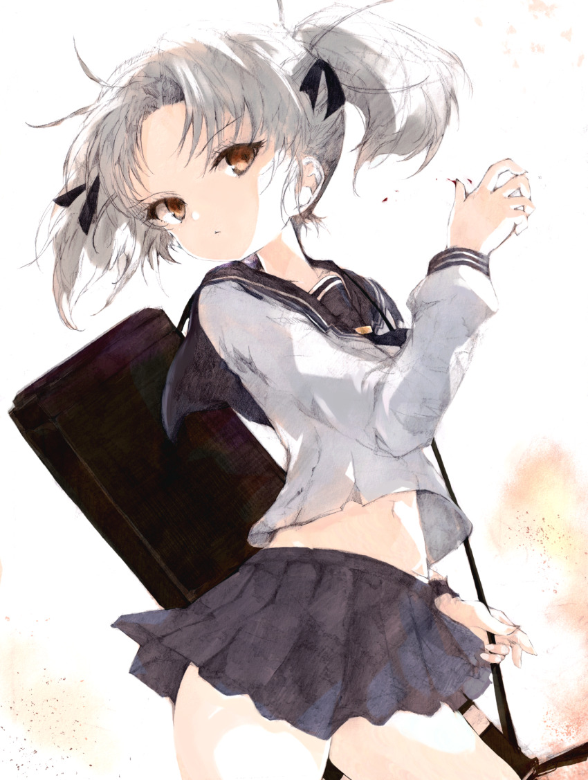 1girl, brown_eyes, dai_(series), daiakuji, expressionless, grey_hair, highres, looking_at_viewer