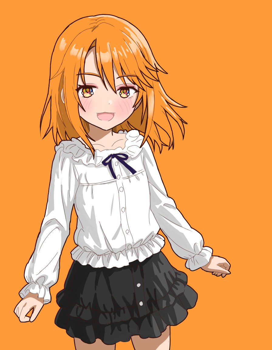 1girl, black_skirt, blush, brown_eyes, collarbone, cowboy_shot, dr._junyaman, dress_shirt