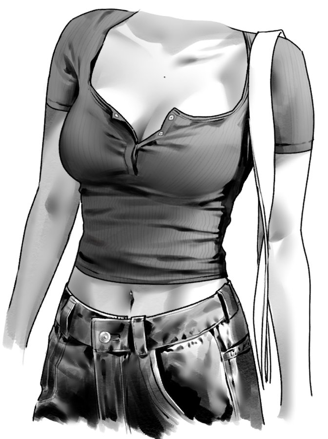 17_00, 1girl, breasts, cleavage, navel, navel_piercing, pants, piercing