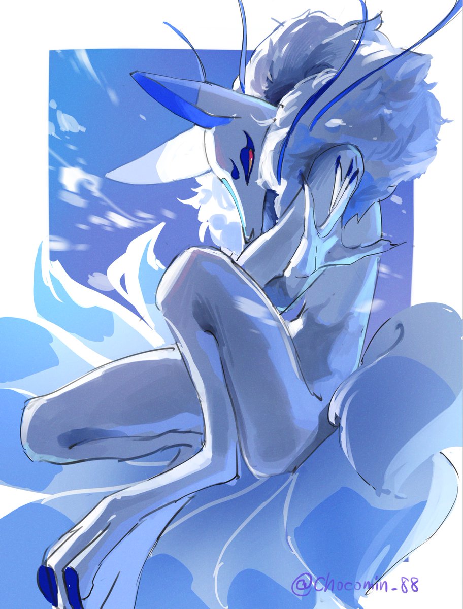 animal_ears, artist_name, chocomin_88, colored_sclera, extra_tails, fox_ears, furry, highres