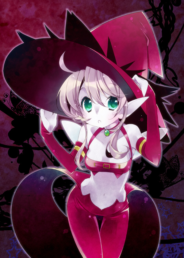 1girl, breasts, bridal_gauntlets, colored_skin, commentary_request, cosplay, cowboy_shot, dragon_quest