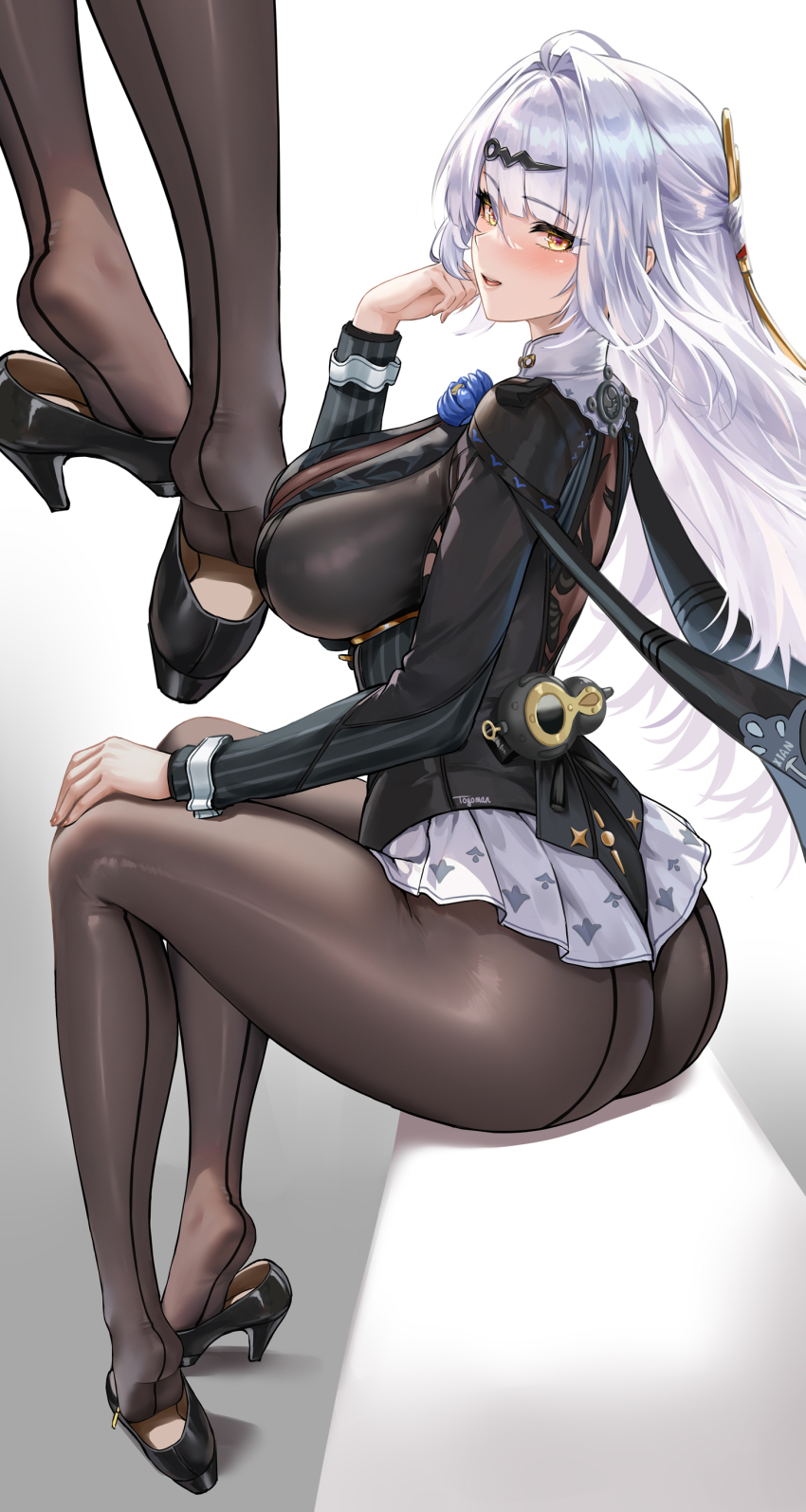 1girl, absurdres, blush, breasts, hair_ornament, hairclip, highres, large_breasts