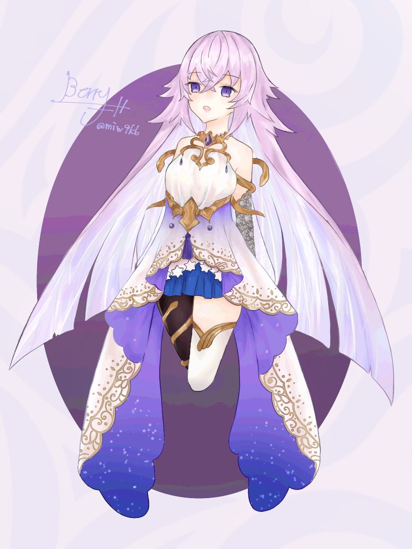 1girl, bad_id, bad_twitter_id, cropped_legs, floating, grimms_notes, long_hair, magic_mirror_(grimms_notes), miw9kb, open_mouth, purple_eyes, purple_hair, solo, twitter_username