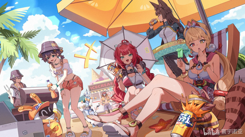 2boys, 5girls, ^_^, alice_thymefield, alice_thymefield_(sea_of_thyme), animal_ear_fluff, animal_ears, bangboo_(zenless_zone_zero)