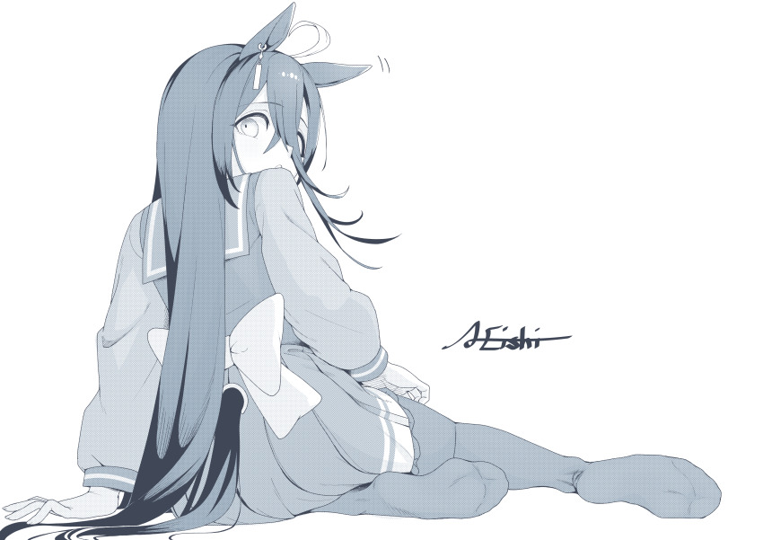 1girl, a4_(a4_eishi), absurdres, animal_ears, feet, highres, horse_ears, horse_girl