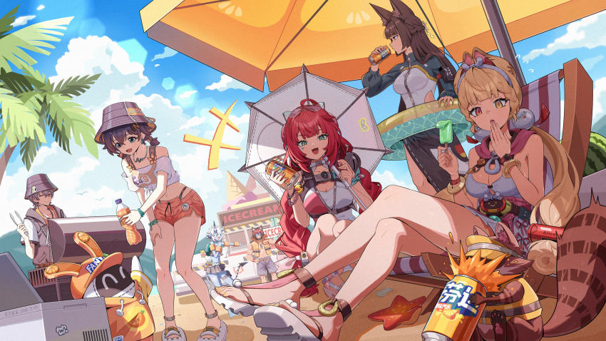 2boys, 5girls, ^_^, absurdres, alice_thymefield, alice_thymefield_(sea_of_thyme), animal_ear_fluff, animal_ears