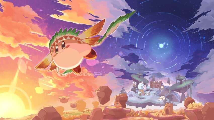 artist_name, big_kabu, blue_eyes, bronto_burt, cabin, chilly_(kirby), chip_(kirby), closed_eyes