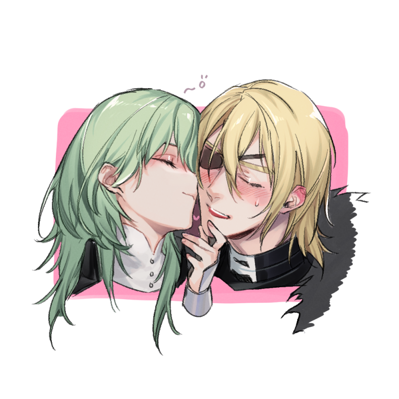 1boy, 1girl, arm_up, armor, black_armor, black_fur, blonde_hair, blush