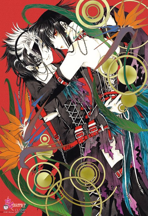 black_hair, date_masamune_(gate_7), eyepatch, floral_background, flower, gate_7, grey_eyes, hana_(gate_7)