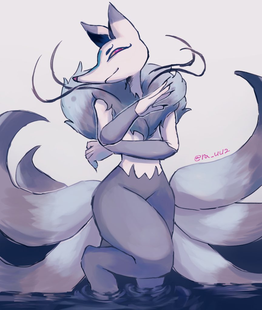 animal_ears, artist_name, colored_sclera, extra_tails, fire, fox_ears, furry, inugami_(youkai_watch)