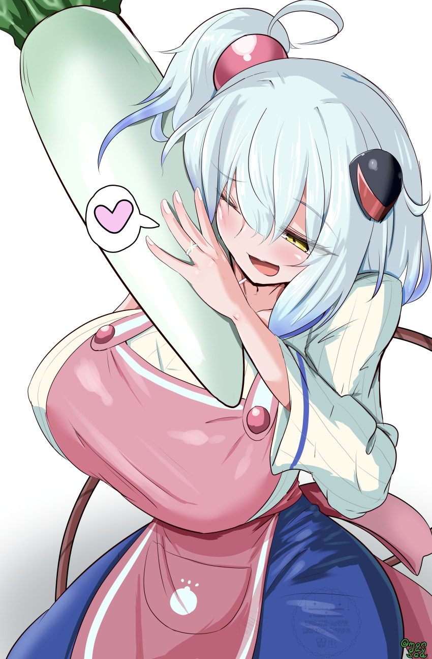 1girl, absurdres, apron, blue_skirt, blush, bomber_girl_(1993_manga), bombergirl, breasts