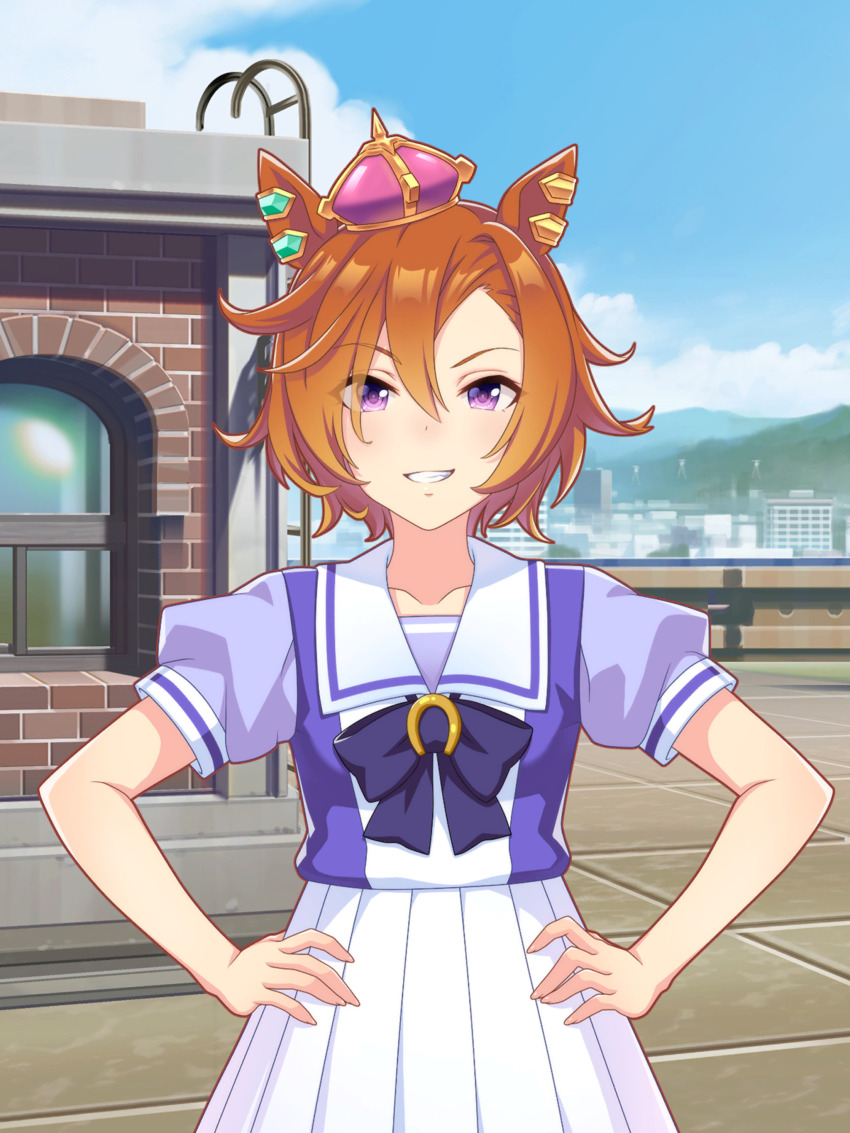 1girl, absurdres, animal_ear_piercing, artist_request, asymmetrical_bangs, bare_arms, blue_bow, blue_bowtie