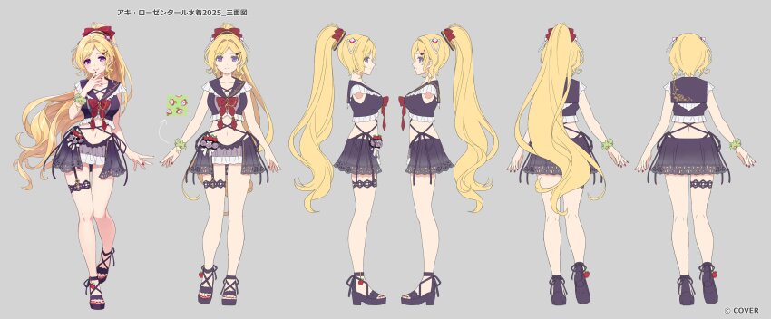 1girl, absurdres, aki_rosenthal, aki_rosenthal_(holonatsu_paradise), black_sailor_collar, blonde_hair, bow, bowtie