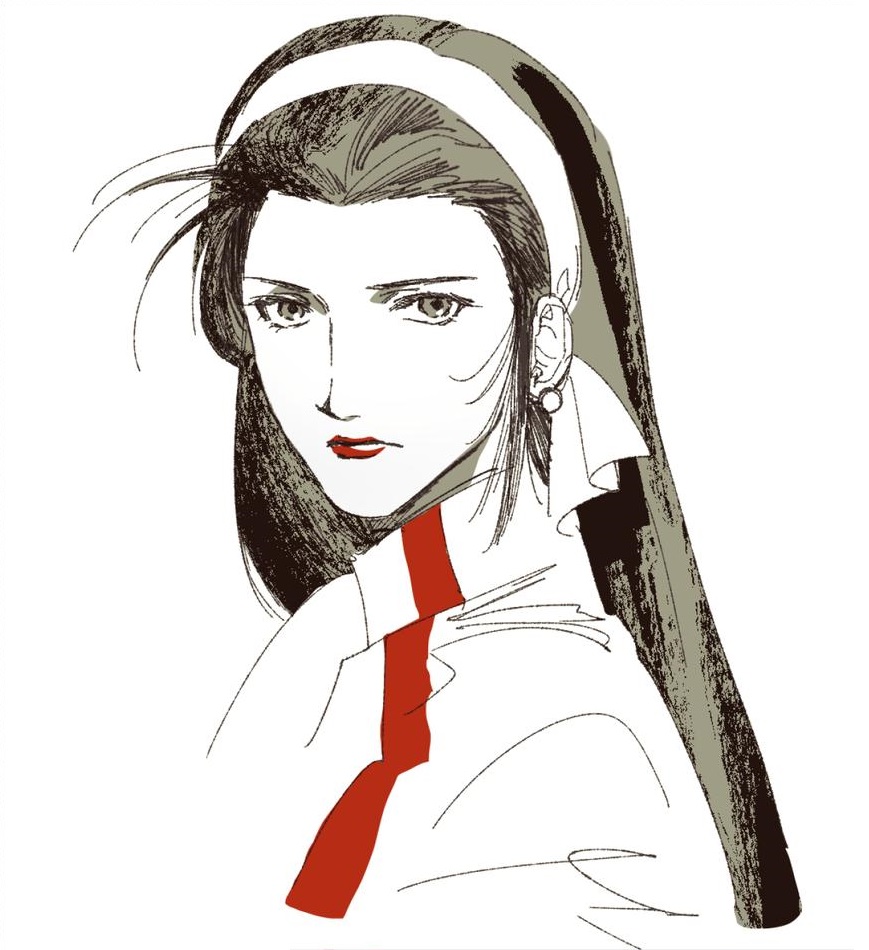 1girl, black_eyes, black_hair, dress, earrings, female_focus, hairband, jewelry