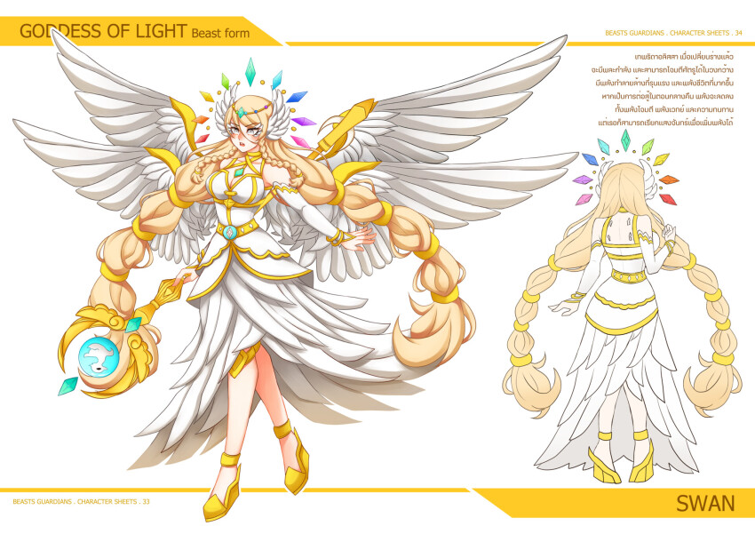 armlet, blonde_hair, bracelet, braid, braided_sidelock, braided_twintails, breasts, circlet