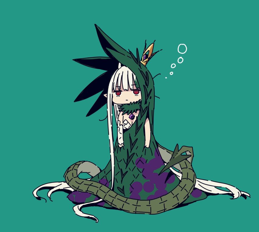 1girl, biscione_(fate), biscione_(third_ascension)_(fate), chest_jewel, choker, crown, dragon_girl, dragon_tail