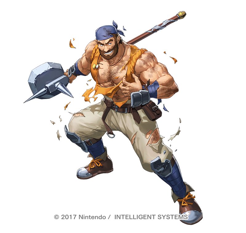 1boy, arm_hair, bandana, bara, beard, belt, brown_hair, chest_hair