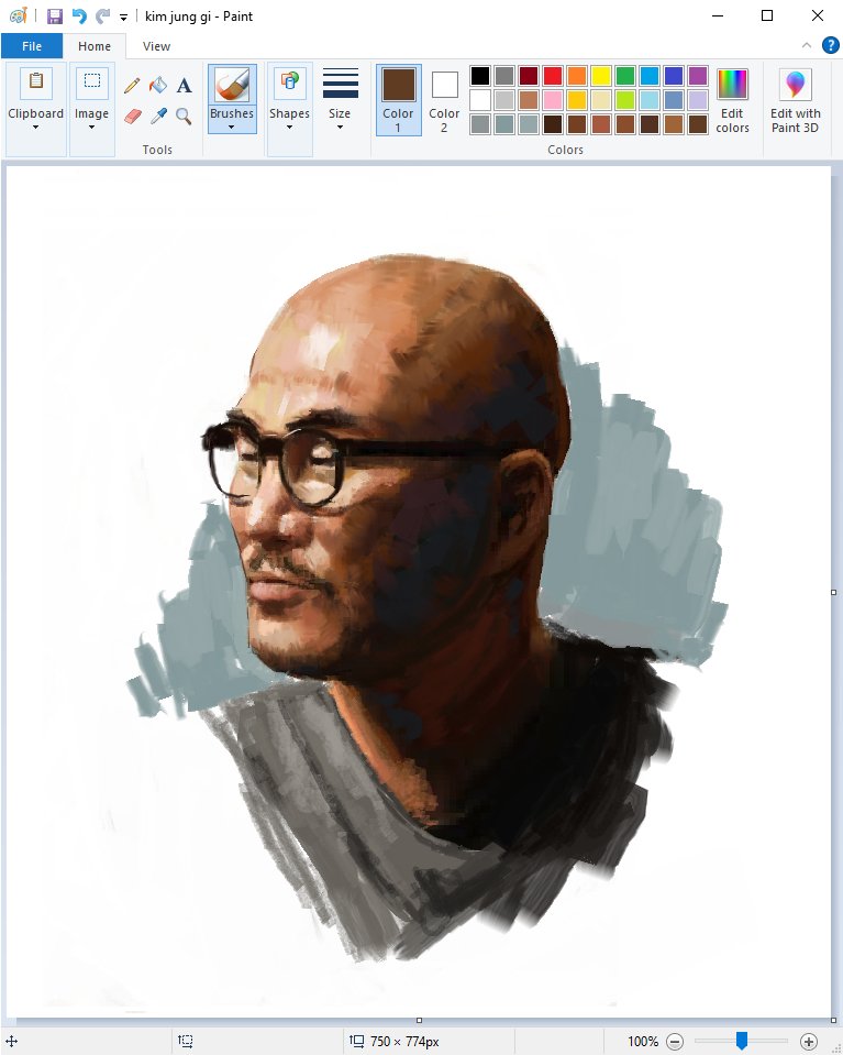 1boy, art_program_in_frame, bald, beard, border, christian_young, facial_hair, glasses