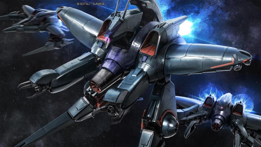 beam_cannon, chest_cannon, claws, company_name, copyright_notice, gundam, gundam_battle_operation_2, gundam_zz