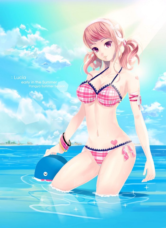 1girl, bikini, breasts, easy_(easycrew), female_focus, lee_byung_hee, lucia, lucia_(pangya)