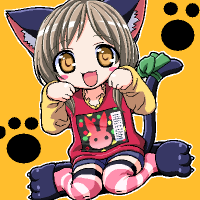 00s, aishiteruze_baby, animal_ears, animal_hands, brown_eyes, cat_ears, cat_tail, child