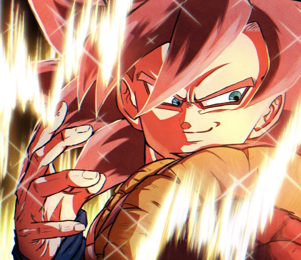 1boy, aura, black_vest, blue_eyes, body_fur, brown_fur, close-up, dragon_ball