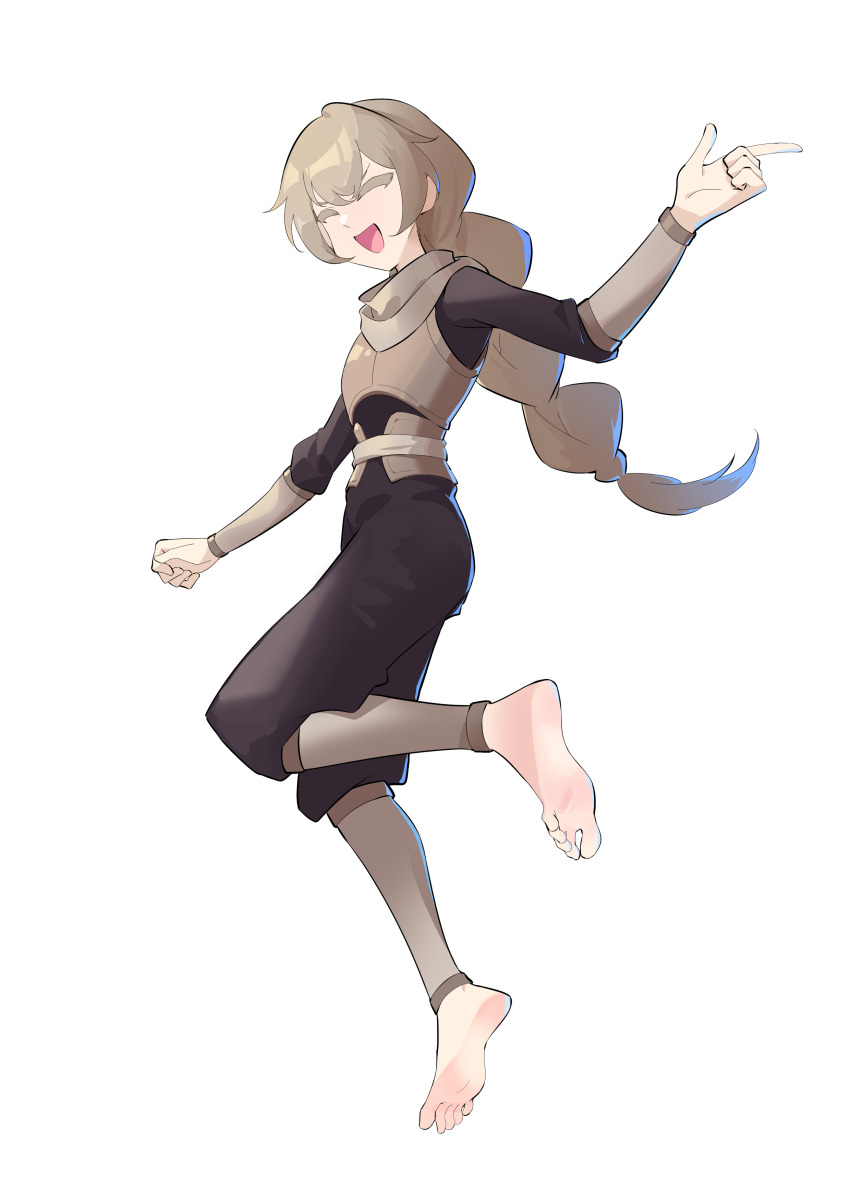 1girl, absurdres, barefoot, brown_hair, closed_eyes, feet, highres, ke_(justanegg)