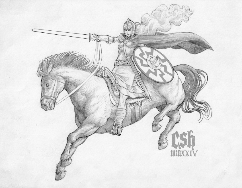 1girl, absurdres, armor, black_sun_(symbol), boots, cape, christian_sloan_hall, flying