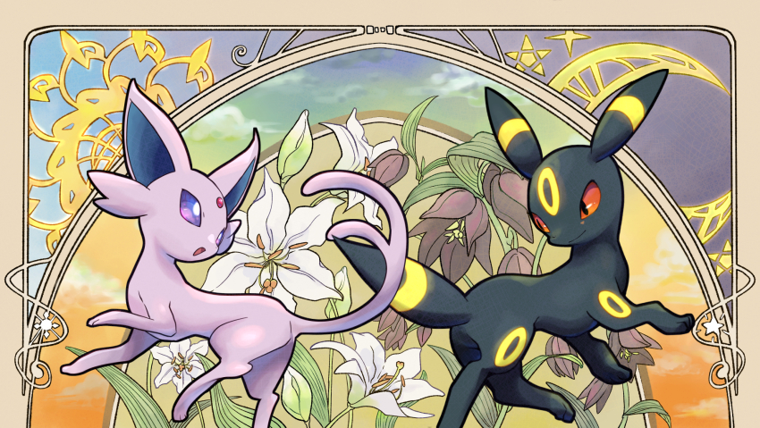 :d, black_eyes, black_fur, closed_mouth, colored_sclera, espeon, eye_contact, full_body