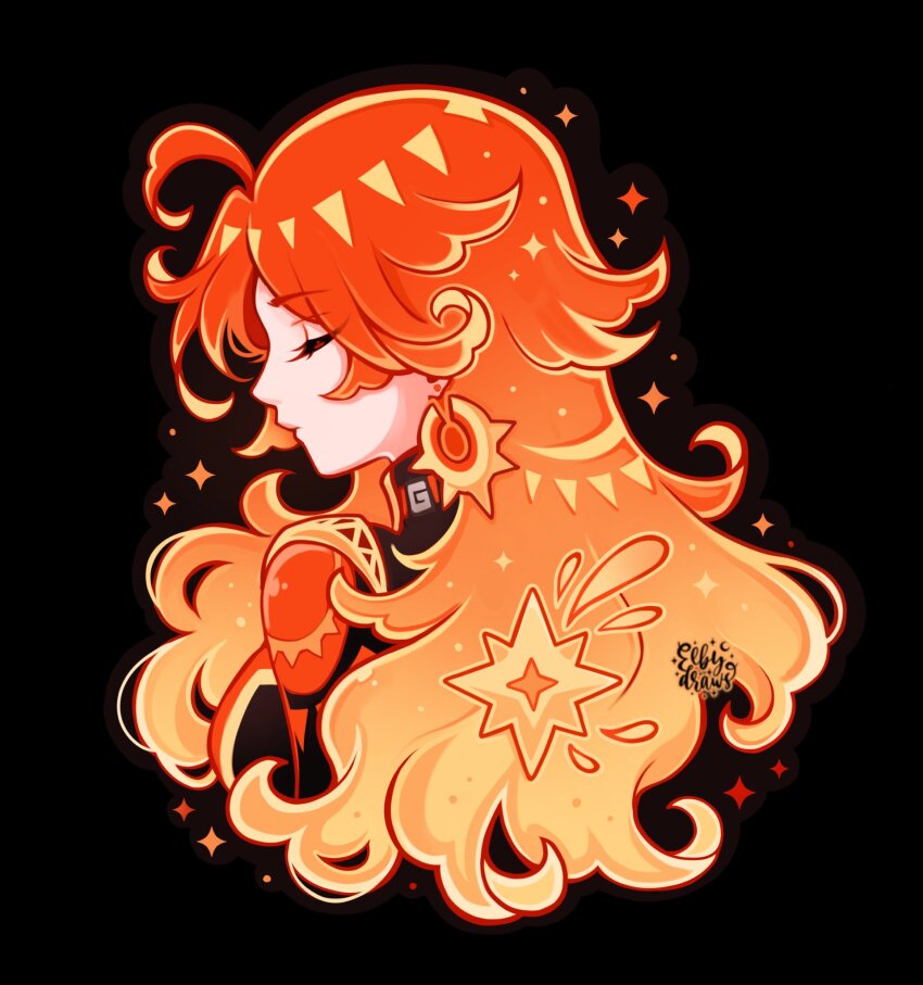 1girl, ahoge, artist_name, black_background, blonde_hair, closed_eyes, closed_mouth, commentary