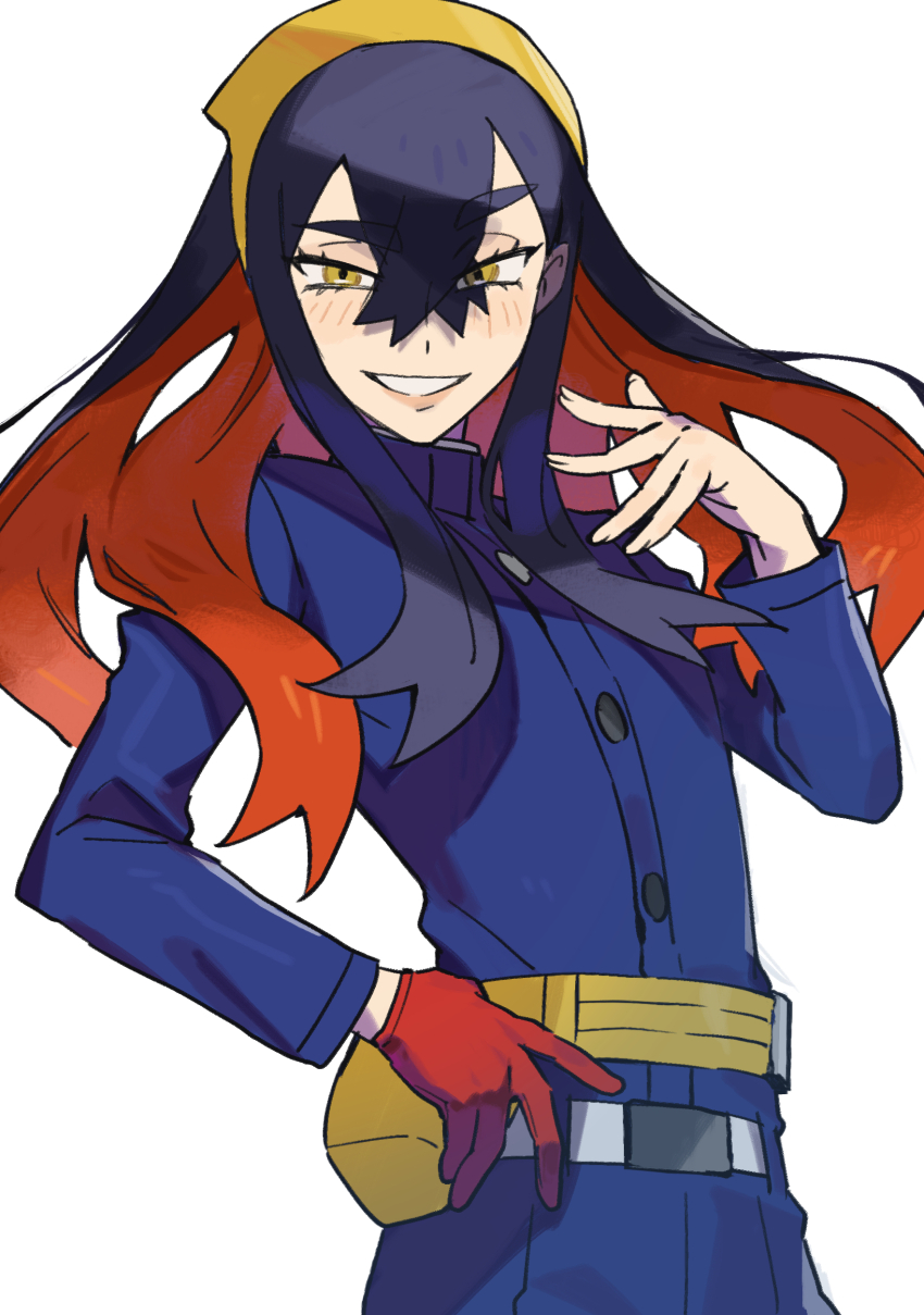 1girl, absurdres, bag, black_hair, blue_jacket, blush, carmine_(pokemon), commentary