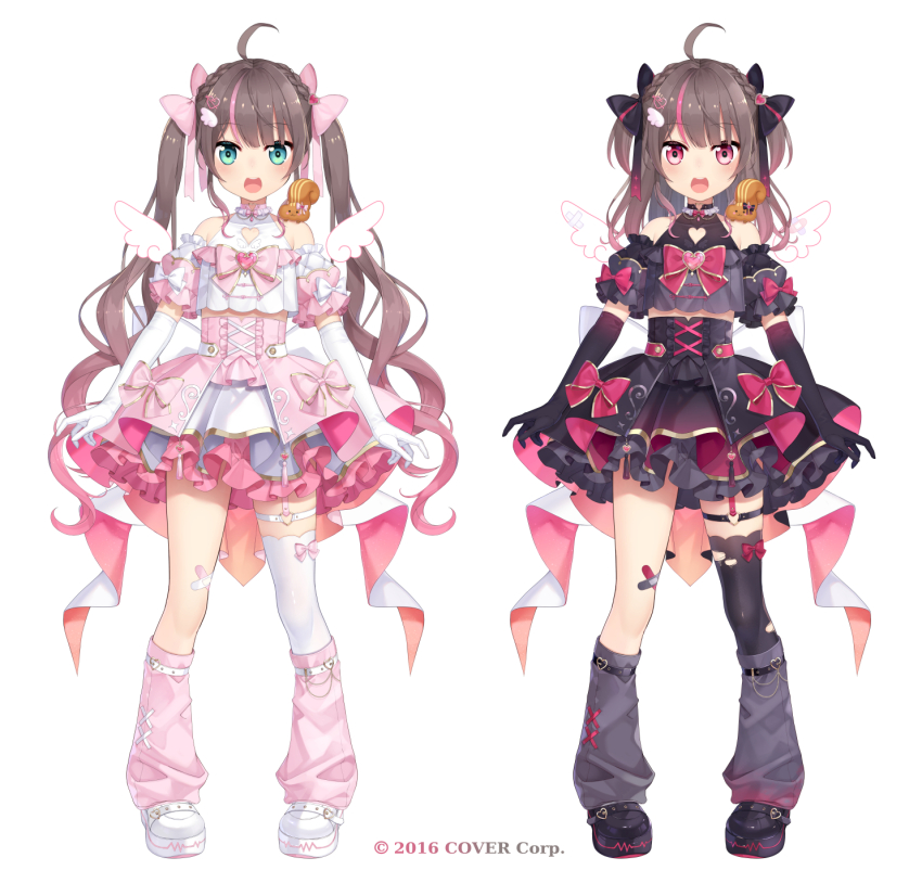 1girl, :d, ahoge, back_bow, bandaid, bandaid_on_knee, bandaid_on_leg, black_bow