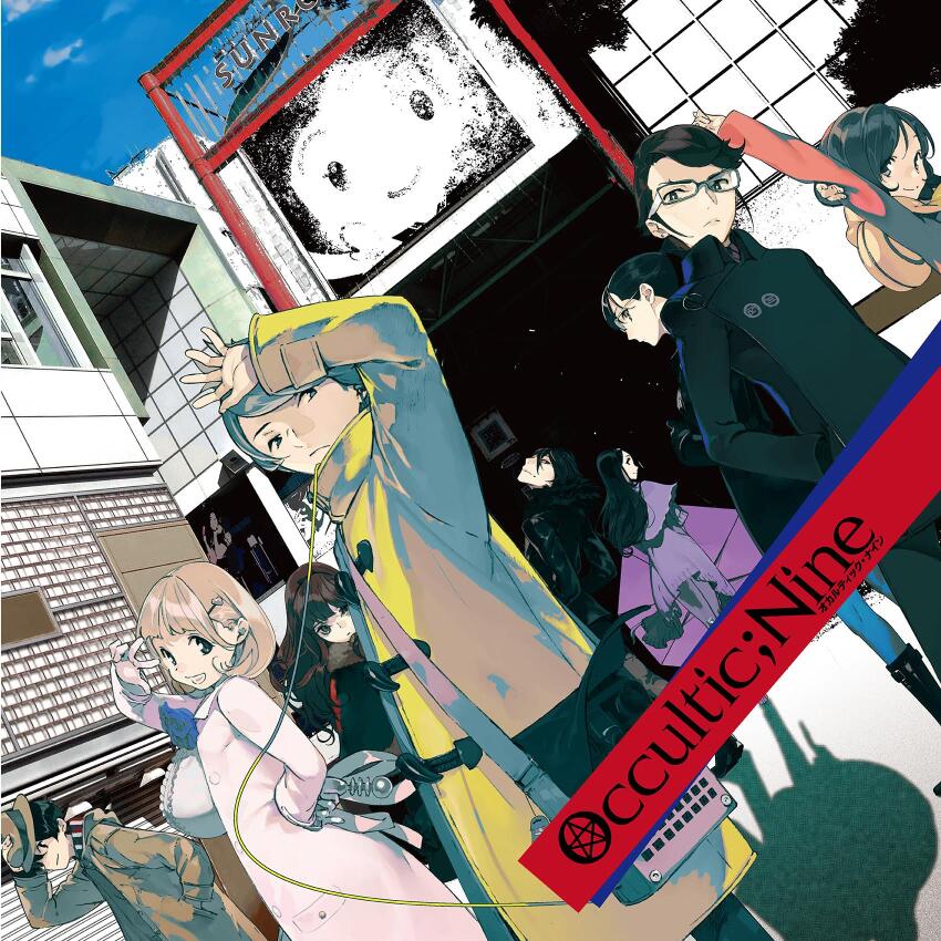 4boys, 5girls, aikawa_miyuu, arm_up, black_boots, black_eyes, black_gloves, black_hair