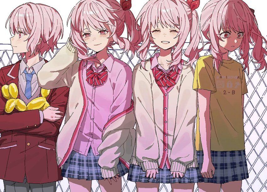 1other, akiyama_mizuki, akiyama_mizuki_(middle_school), balloon_animal, blazer, bow, bowtie, cardigan