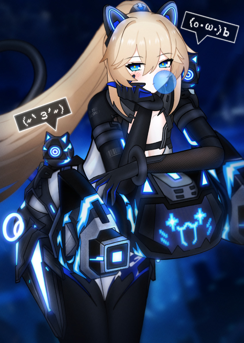 1girl, absurdres, animal_ears, black_bodysuit, blonde_hair, blue_eyes, bodysuit, breasts