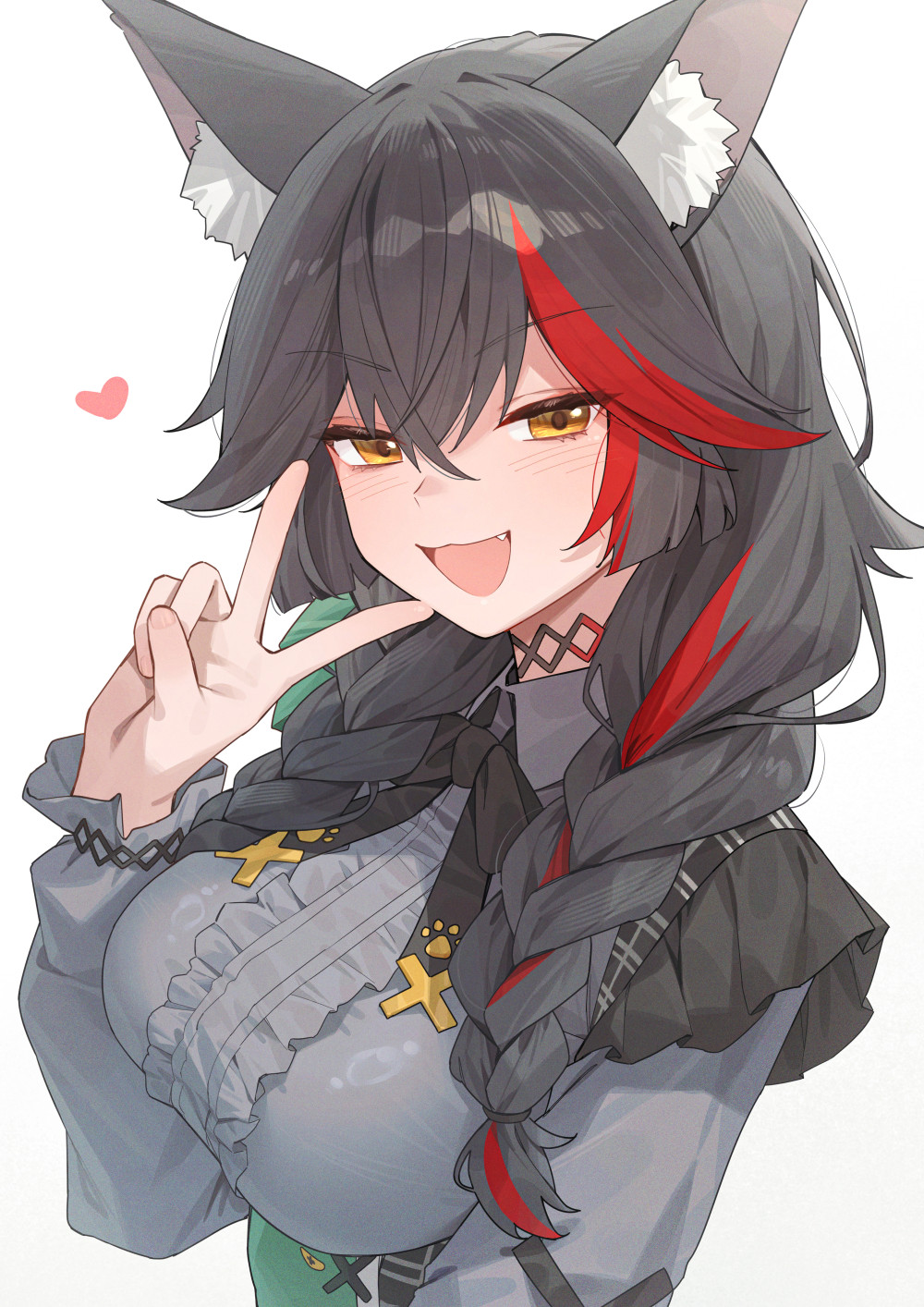 1girl, :3, animal_ears, black_bow, black_bowtie, black_hair, blush, bow