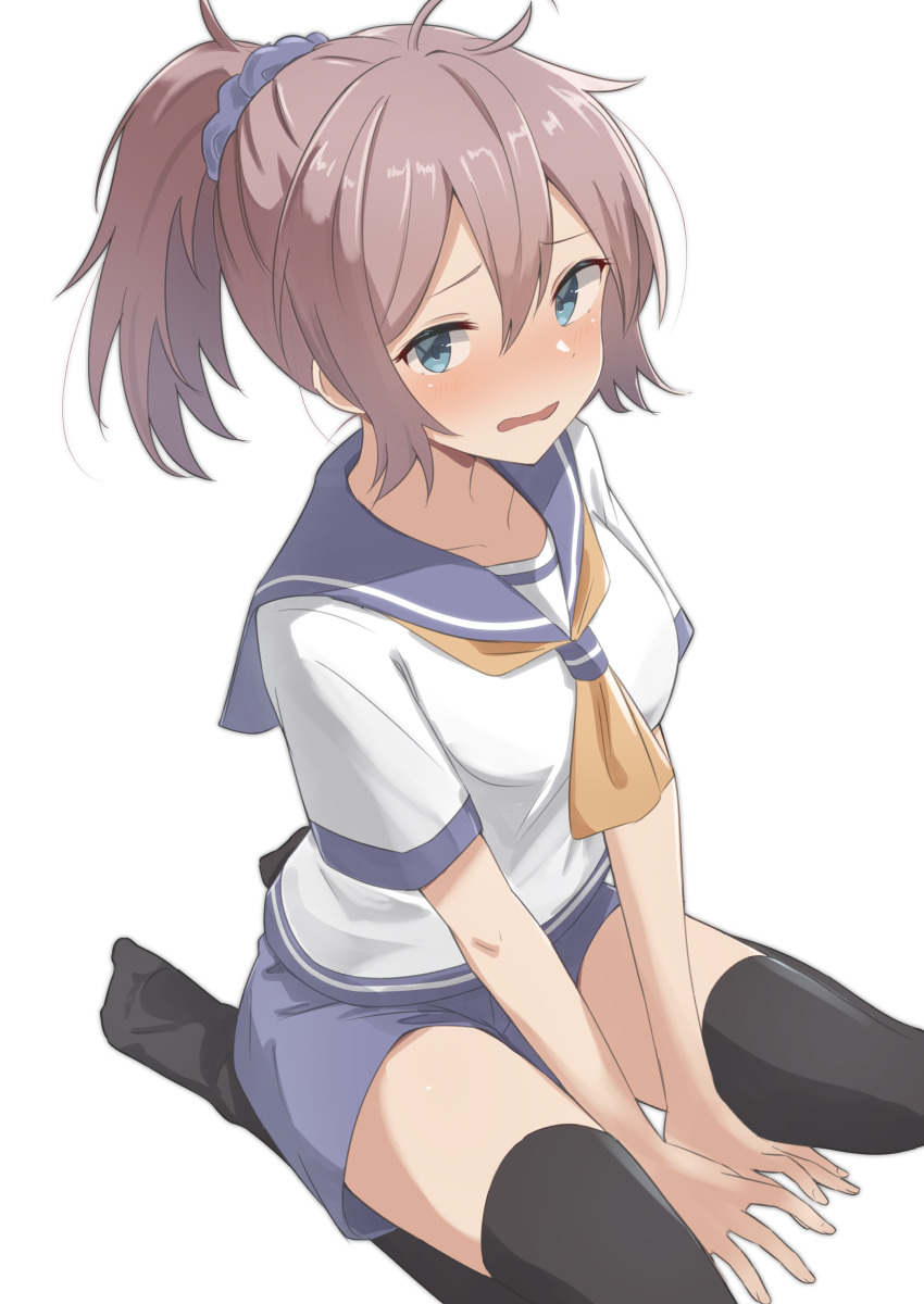 1girl, absurdres, aoba_(kancolle), black_thighhighs, blue_eyes, highres, kantai_collection, neckerchief