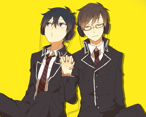 2boys, ao_no_exorcist, bad_id, bad_pixiv_id, black_hair, blue_eyes, brothers, brown_hair
